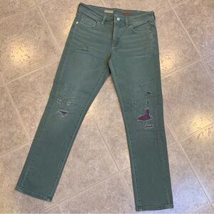 Anthropologie Pilcro Boyfriend Slim Light Olive and Purple Jeans, Size 27